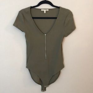 Express Olive Ribbed Bodysuit